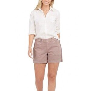 Spanx Stretch Twill Shorts Size Medium Mauve Pull On Elastic Waist Tummy Control